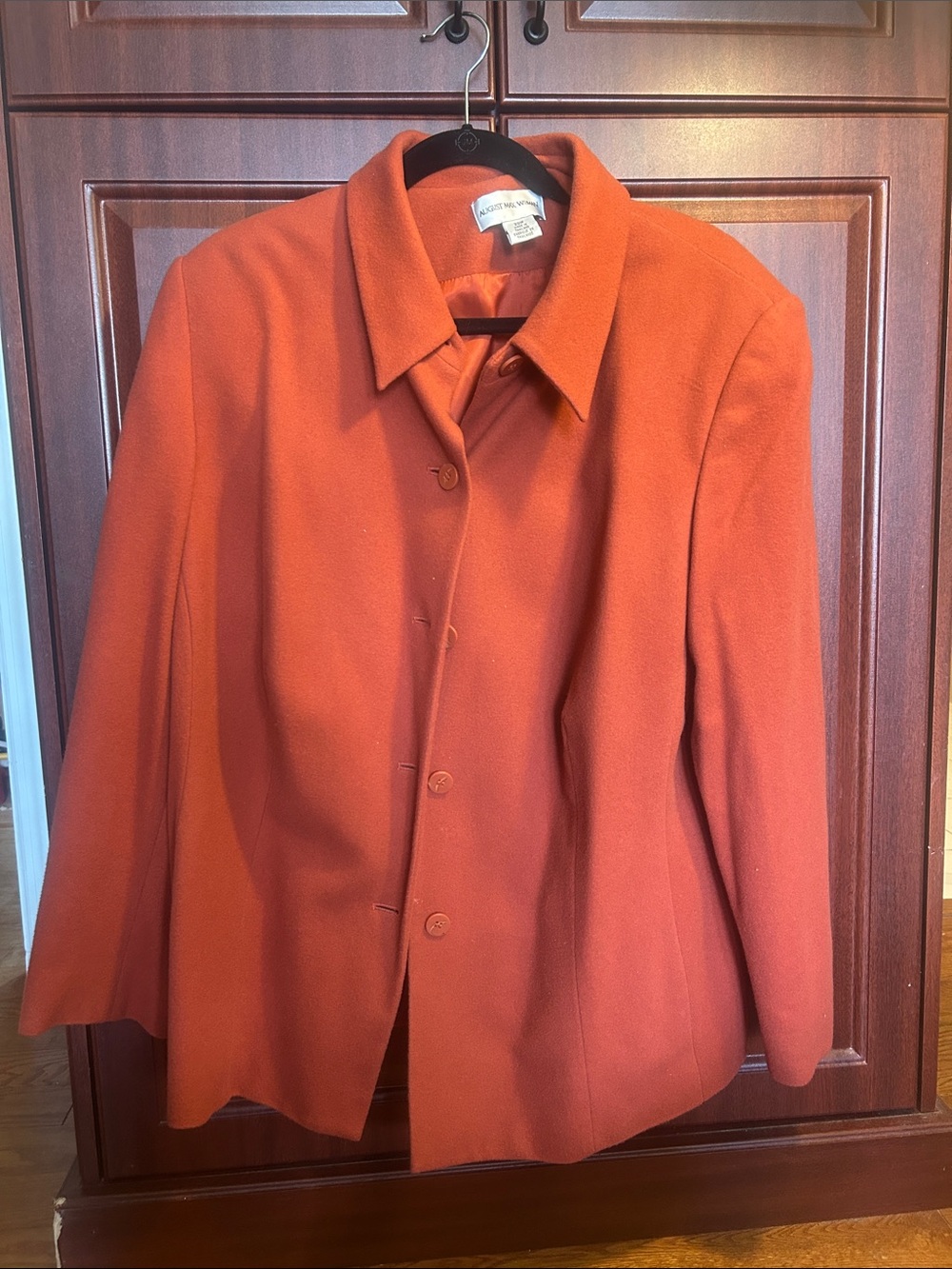August Max Orange Single-Breasted Wool Blazer